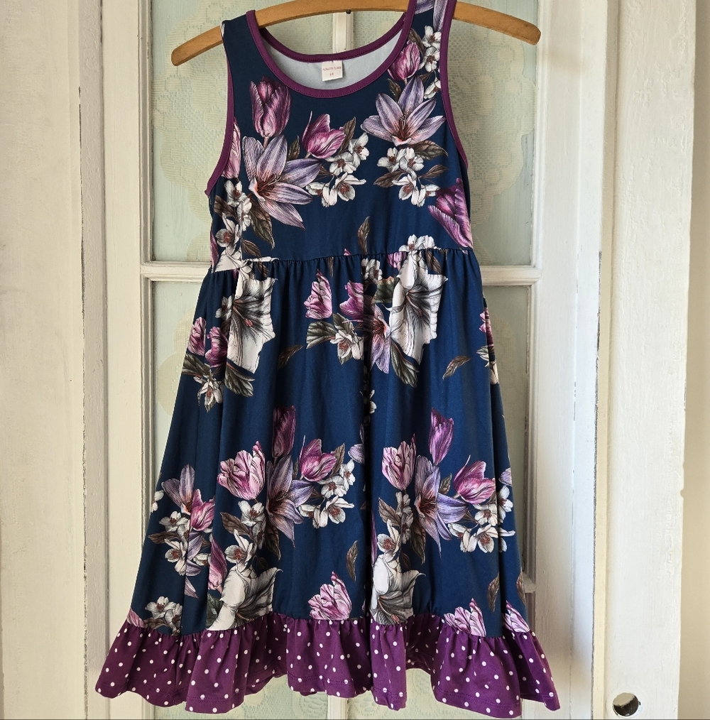 Penelope Plumm Blue Floral Sleeveless Dress Size 10